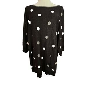 Love Scarlett Black Metallic Gold Polka Dot Sweater Dressy Career Blouse Size 3X
